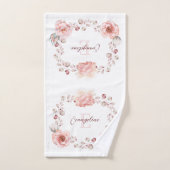 Waterverf Roos krans gepersonaliseerd | Wit Bad Handdoek (Handdoek)