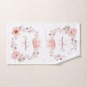 Waterverf Roos krans gepersonaliseerd | Wit Bad Handdoek (Handdoek)