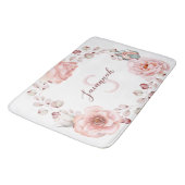 Waterverf Roos krans gepersonaliseerd | Wit Badmat (Gekanteld)