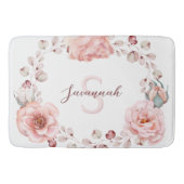 Waterverf Roos krans gepersonaliseerd | Wit Badmat (Voorkant)