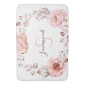 Waterverf Roos krans gepersonaliseerd | Wit Badmat (Voorkant Verticaal)