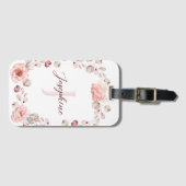 Waterverf Roos krans gepersonaliseerd | Wit Bagagelabel (Voorkant (horizontaal))