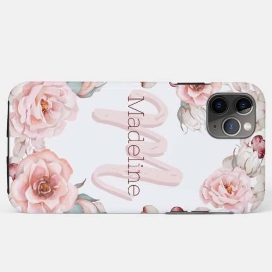 Waterverf Roos krans gepersonaliseerd | Wit Case-Mate iPhone Case (Achterkant (horizontaal))