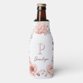 Waterverf Roos krans gepersonaliseerd | Wit Flesjeskoeler (Fles Voorkant)