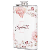 Waterverf Roos krans gepersonaliseerd | Wit Heupfles (Links)