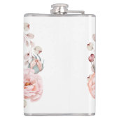 Waterverf Roos krans gepersonaliseerd | Wit Heupfles (Achterkant)