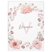 Waterverf Roos krans gepersonaliseerd | Wit Klembord (Achterkant)