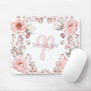 Waterverf Roos krans gepersonaliseerd Wit Muismat