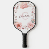 Waterverf Roos krans gepersonaliseerd | Wit Pickleball Paddle (Voorkant)