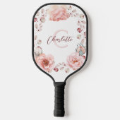 Waterverf Roos krans gepersonaliseerd | Wit Pickleball Paddle (Achterkant)