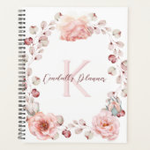Waterverf Roos krans gepersonaliseerd | Wit Planner (Voorkant)