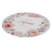 Waterverf Roos krans gepersonaliseerd | Wit Snijplank (Hoek)