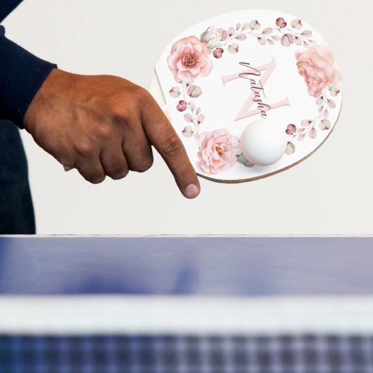 Waterverf Roos krans gepersonaliseerd | Wit Tafeltennisbatje (Insitu)