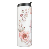 Waterverf Roos krans gepersonaliseerd | Wit Thermosbeker (Gedraaid links)