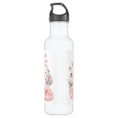 Waterverf Roos krans gepersonaliseerd | Wit Waterfles (Achterkant)