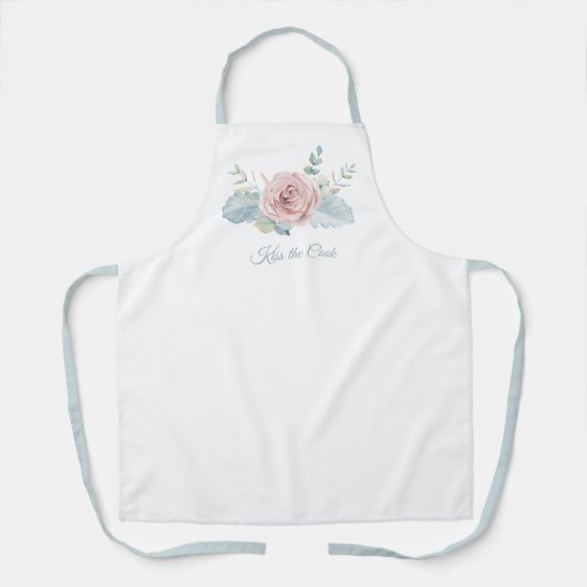 Waterverf Roos Kus de kok Schort (Voorkant)