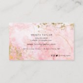 Waterverf Roos Kwartz en Faux Gold Foil Visitekaartje (Achterkant)