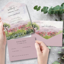 Waterverf Roos  landbeemdusty All In One Uitnodiging