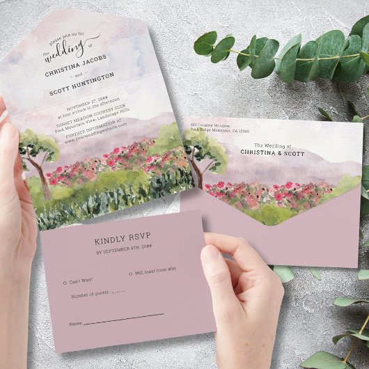 Waterverf Roos  landbeemdusty All In One Uitnodiging