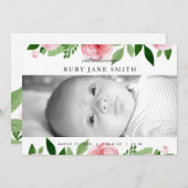 Waterverf Roos Leaf Geboorteaankondiging Aankondiging (Voorkant / Achterkant)