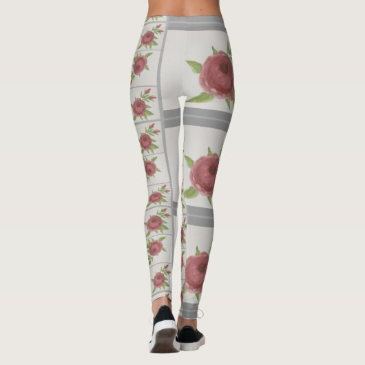 Waterverf Roos Leggings (Achterkant)