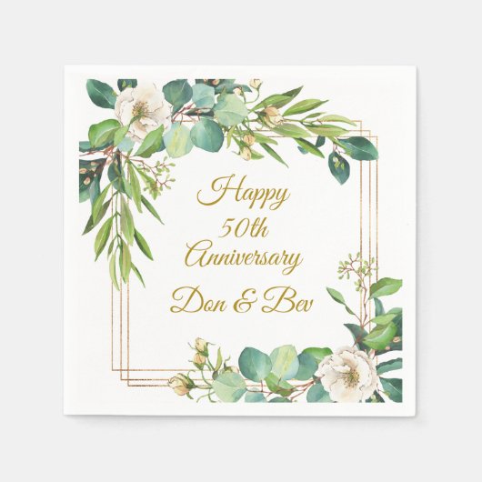 Waterverf Roos Lijst Papieren servetten (Voorkant)