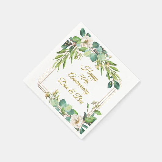 Waterverf Roos Lijst Papieren servetten (Hoek)