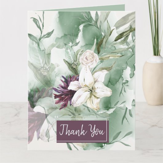 Waterverf Roos, Lily, Magnolia Kaart (Voorkant)