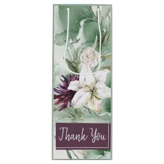 Waterverf Roos, Lily, Magnolia Wijn Cadeautas (Voorkant)