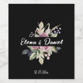 Waterverf roos minimalistische zwarte jurk bruilof wijn etiket (Enkel label)