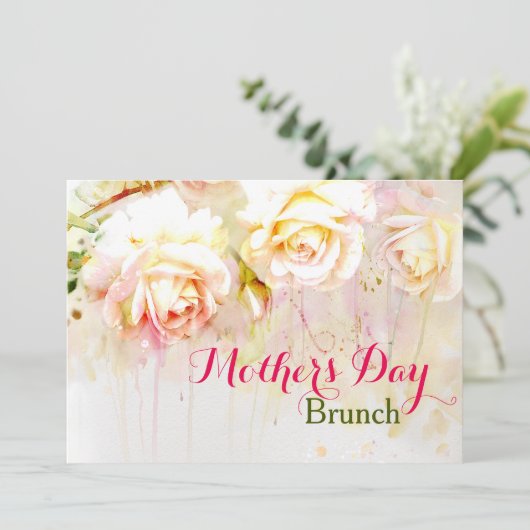 Waterverf Roos Moederdag Brunch Kaart (Staand voorkant)