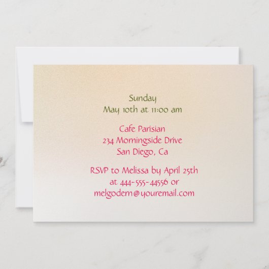 Waterverf Roos Moederdag Brunch Kaart (Achterkant)