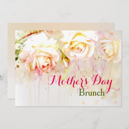 Waterverf Roos Moederdag Brunch Kaart (Voorkant / Achterkant)