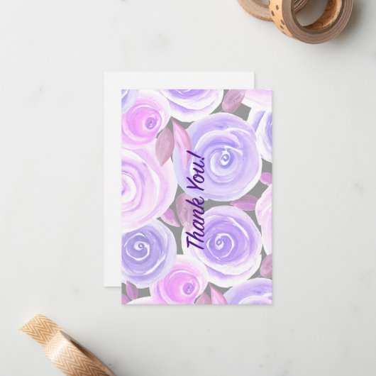 Waterverf Roos Notitiekaartje (Voorkant / Achterkant in situ)