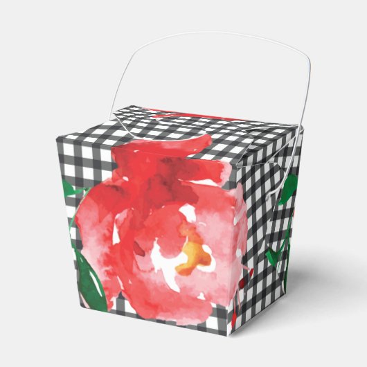 Waterverf Roos op zwart wit Check Out Bedankdoosjes (Voorkant Zijde)