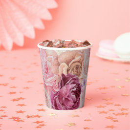 "Waterverf Roos Papieren bekers - Elegant Floral D