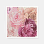 "Waterverf Roos Papieren servetten - Elegant Flora (Voorkant)