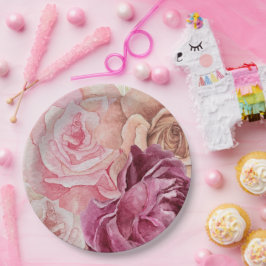 "Waterverf Roos Papieren servetten - Elegant Flora Bordje