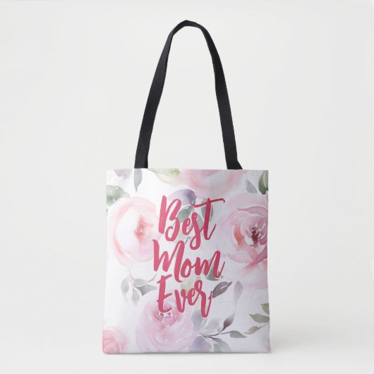 Waterverf Roos Patroon | Gift voor mam | Tote Bag (Voorkant)