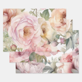 WATERVERF ROOS PEONY DECORATIEF PAPIER INPAKPAPIER VEL
