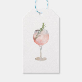 Waterverf Roos Prettige feestdagen Wijnglas Roze Cadeaulabel