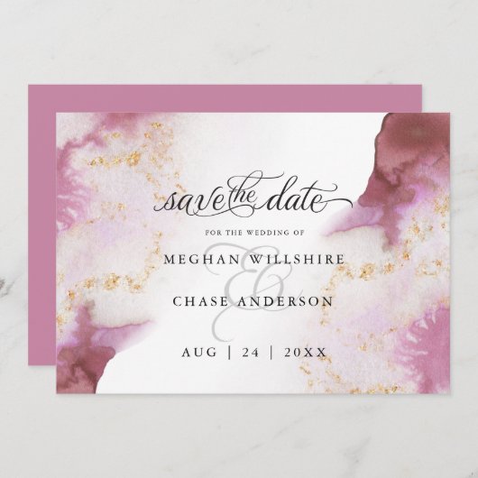 Waterverf Roos Quartz Gold Geode BarefootBride™ (Voorkant / Achterkant)