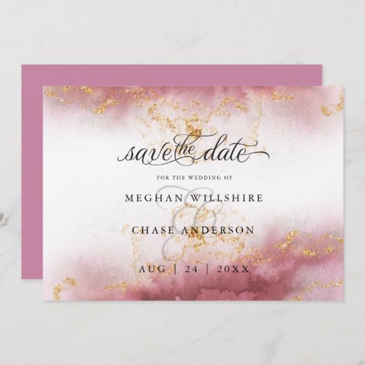 Waterverf Roos Quartz Gold Geode BarefootBride™ (Voorkant / Achterkant)