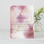 Waterverf Roos Quartz Gold Geode BarefootBride™ Kaart (Staand voorkant)