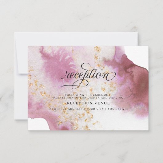 Waterverf Roos Quartz Gold Geode BarefootBride™ Kaart (Voorkant)