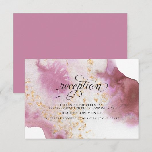 Waterverf Roos Quartz Gold Geode BarefootBride™ Kaart (Voorkant / Achterkant)