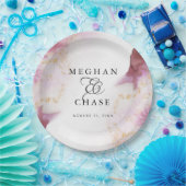 Waterverf Roos Quartz Gold Geode BarefootBride™ Papieren Bordje (Feest)