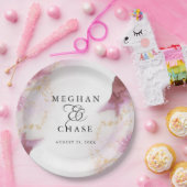 Waterverf Roos Quartz Gold Geode BarefootBride™ Papieren Bordje (Feest)