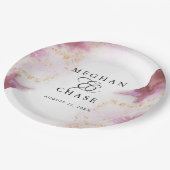 Waterverf Roos Quartz Gold Geode BarefootBride™ Papieren Bordje (Gekanteld)