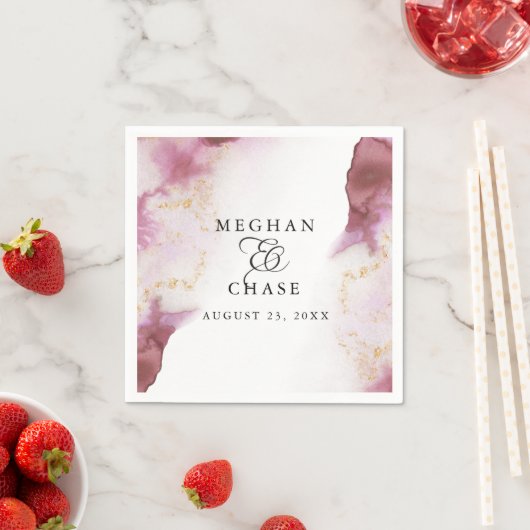 Waterverf Roos Quartz Gold Geode BarefootBride™ Servet (Insitu)